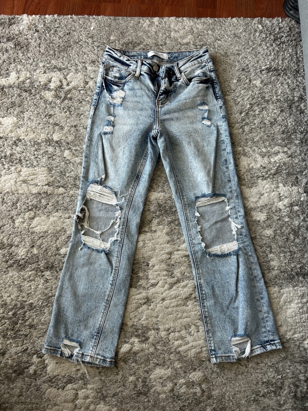 Vervet Women’s Distressed Straight-Leg Jeans